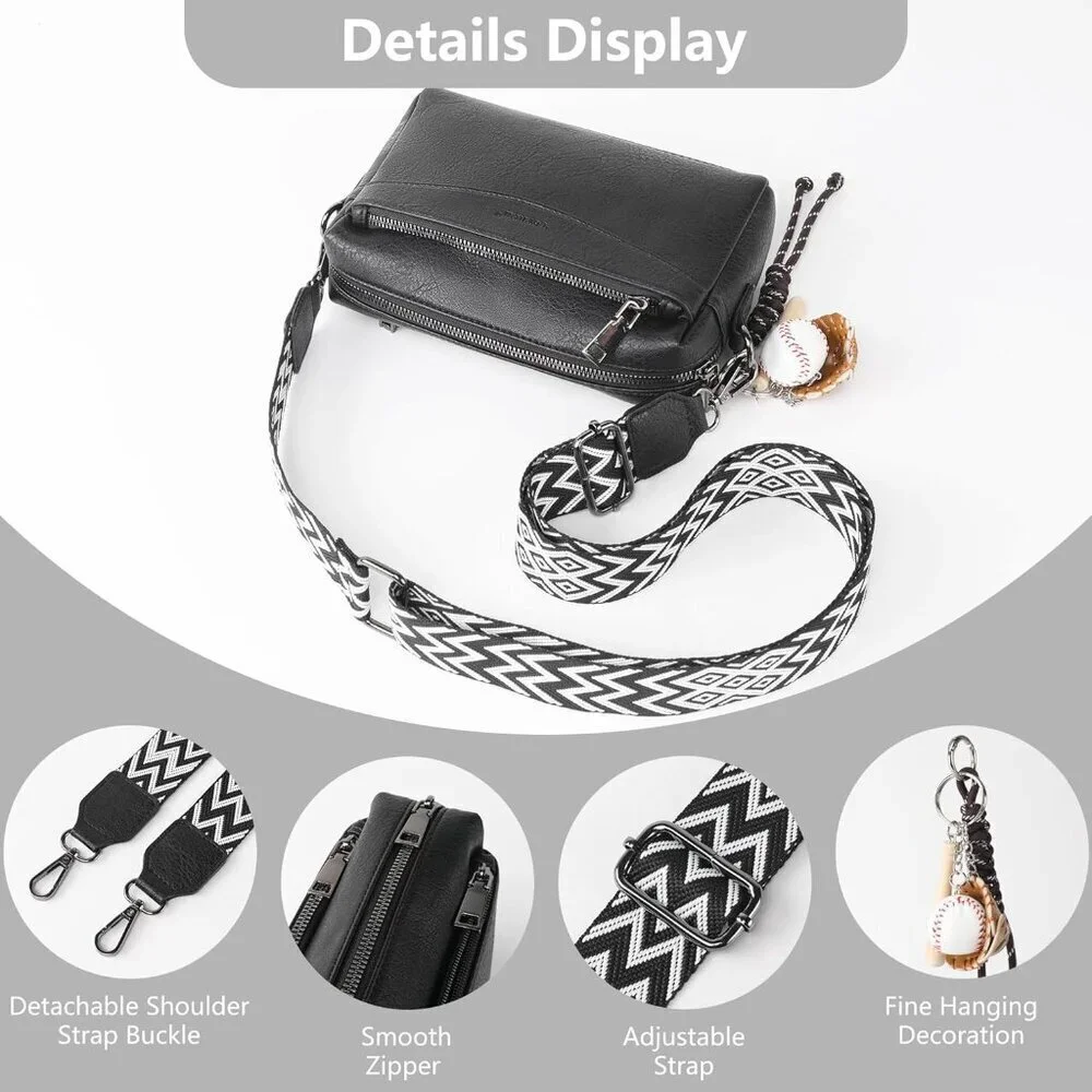 Crossbody Purse Women Vegan Leather Small Zip Adjustable Shoulder Bag